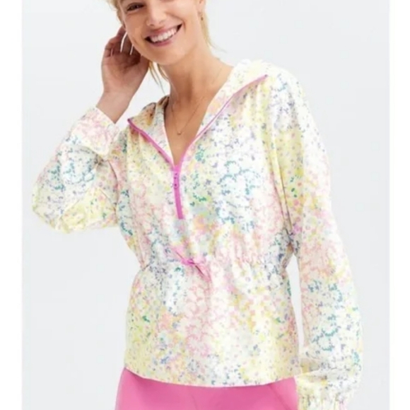 Fabletic's Size Small Rosa Woven Light Pastel Patchwork Daisy Hooded Jacket 9.💕 - Picture 1 of 2